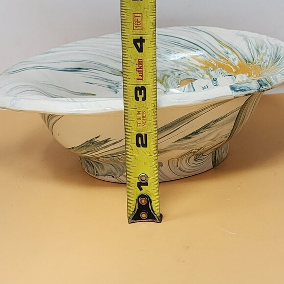 Vintage 1977 Handcrafted Ceramic Pitcher & Basin Set With Swirl Design Farmhouse - Picture 12 of 14